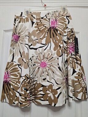 Willi Smith Midi Skirt - Brown/Pink, size 10